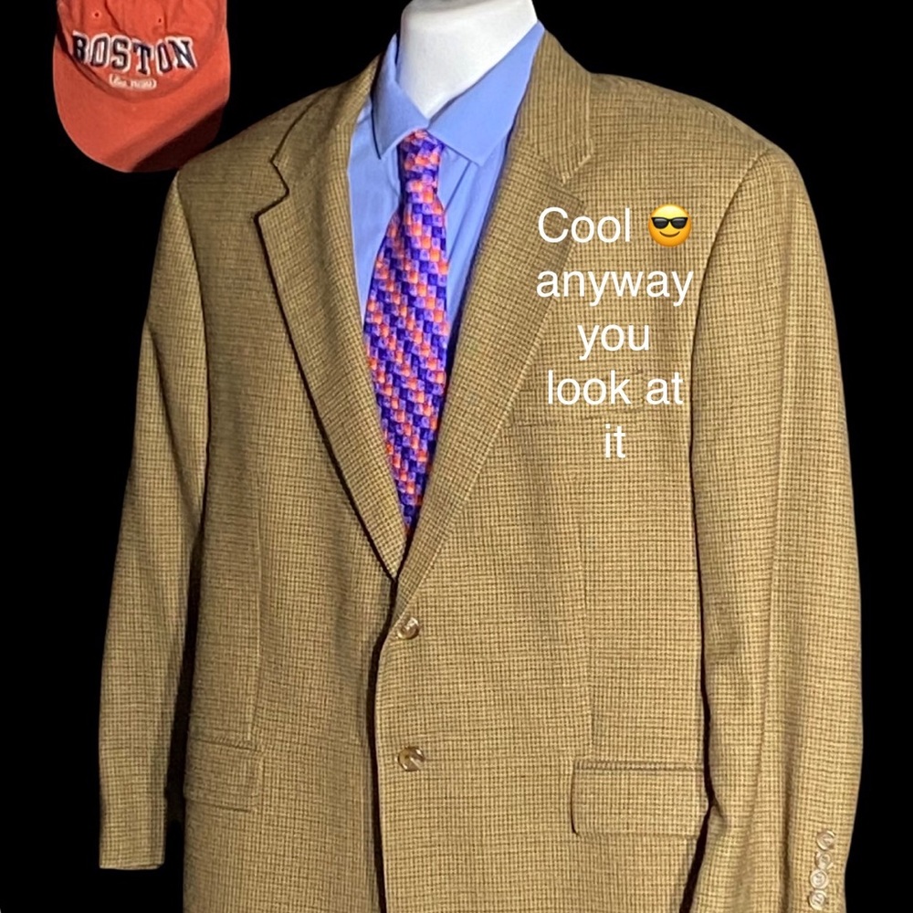 Chaps Gray Micro-Checkered Single Vent Blazer 46r - image 4